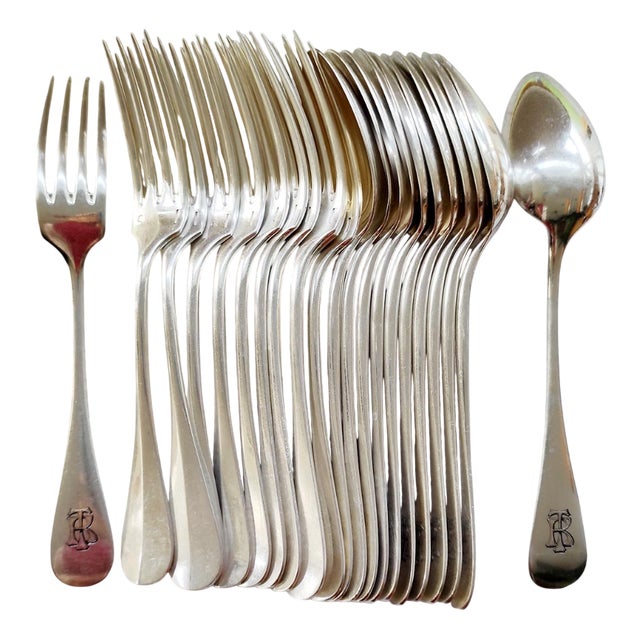 Antique Table Cutlery for Twelve People from Christofle, 1800s, Set of 24 For Sale