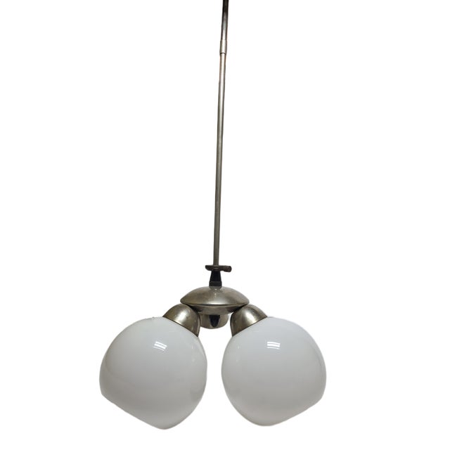 Art Deco Glass Chandelier, Poland, 1970s For Sale - Image 11 of 11