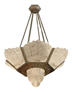 Grand French Art Deco Chandelier by Hettier Vincent