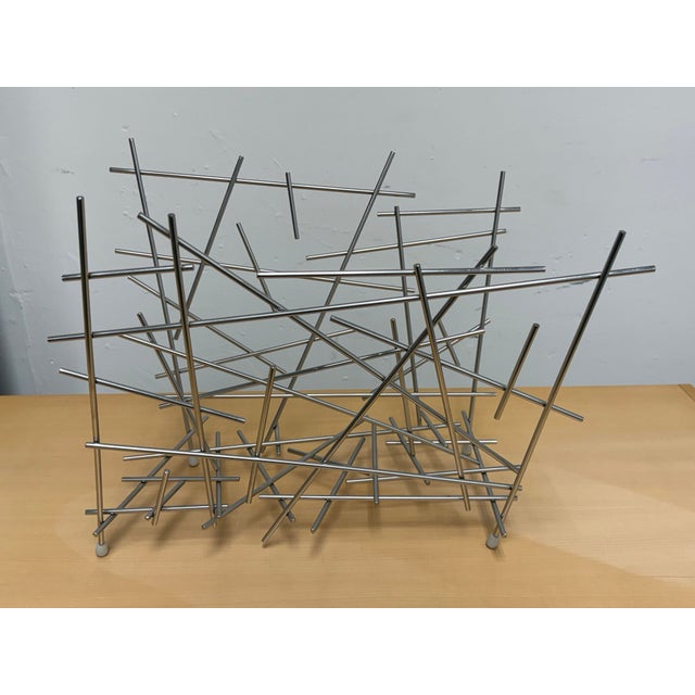 Industrial Fratelli Campana for Alessi Blow Up Stainless Steel Magazine Holder For Sale - Image 3 of 12