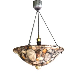 Large Art Deco Alabaster Mosaic Ceiling Light, 1920s For Sale