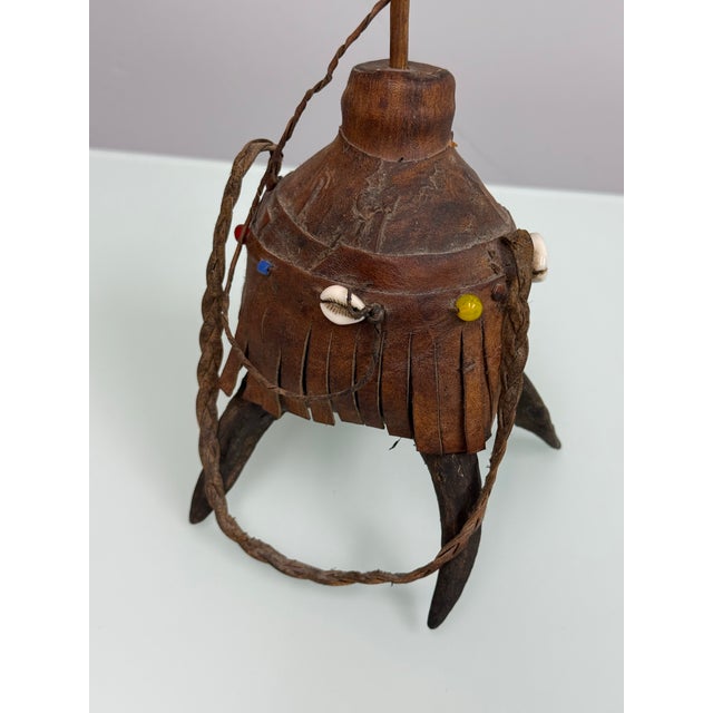 Handcrafted Nubian/Egyptian Leather Kohl Eyeliner Jar With Cowrie Shells For Sale In San Francisco - Image 6 of 12