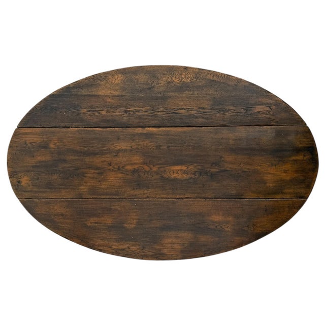 Brown Early 20th Century English Oval Gateleg Dropleaf Dining Table For Sale - Image 8 of 18