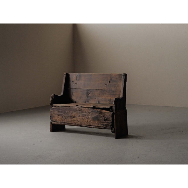 Alpine Folk Art Larch Storage Bench, Piedmont, Italy, Late 18th Century For Sale - Image 4 of 16