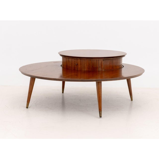 Mid-Century Modern Mahogany Circular Cocktail Table For Sale - Image 10 of 11