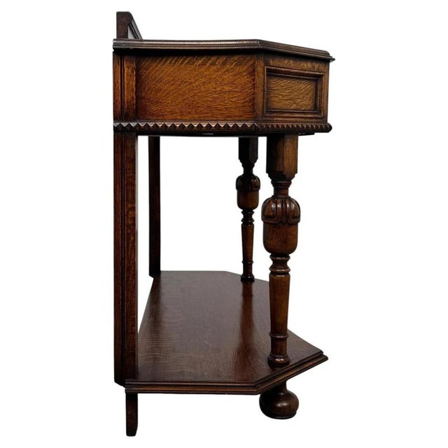 20th Century Jacobean Revival English Oak Side Table For Sale - Image 6 of 12