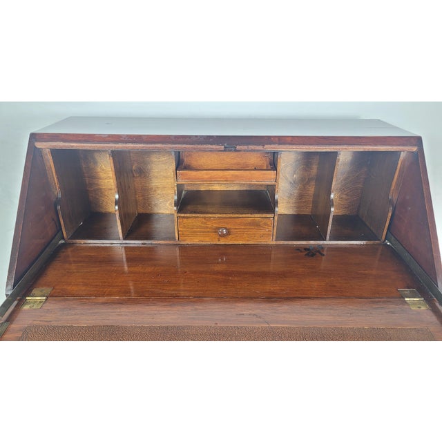 Vintage Secretaire in Teak and Leather, 1930s For Sale - Image 9 of 18