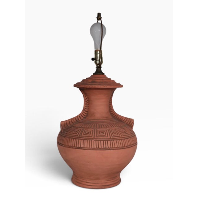 Late 20th Century South American Style Terra Cotta Table Lamps - Pair For Sale - Image 11 of 18
