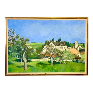 Mid 20th Century Modernist Fauvist French Countryside Landscape Oil Painting by Constantin Kluge