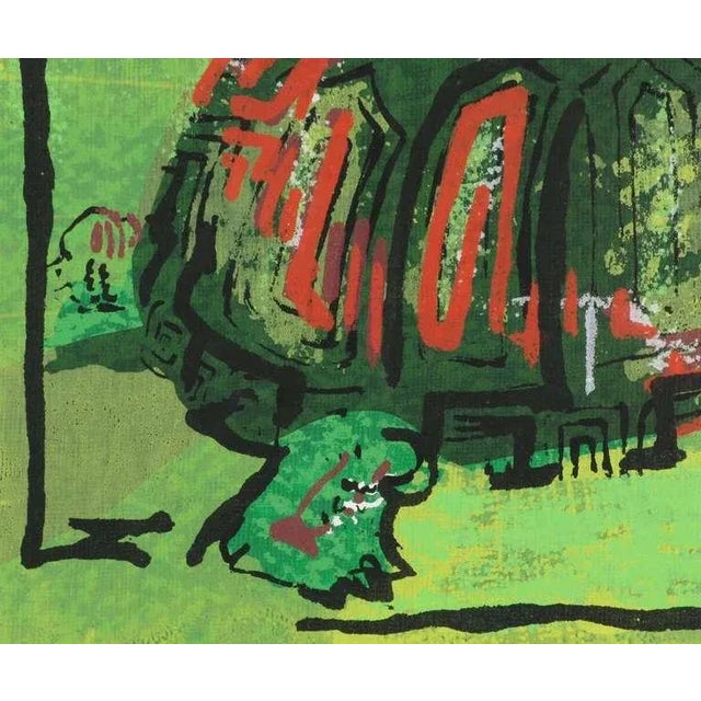 Whitey Pollock Colorful Turtle Block Print in Green, Red, Black & White For Sale - Image 4 of 6