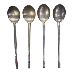 18th Century Sterling Silver Chinese Rice Spoon Set of Four