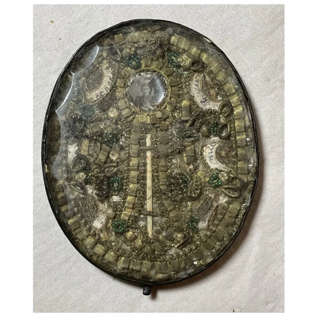 Rare Antique Handmade Catholic 7 Saint Jesus Relic Reliquary Box Sculpture For Sale In New York - Image 6 of 18