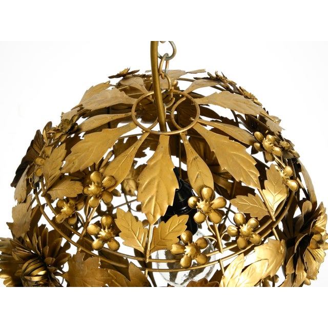Regency Floral Spherical Metal Ceiling Lamp, 1970s For Sale - Image 11 of 18