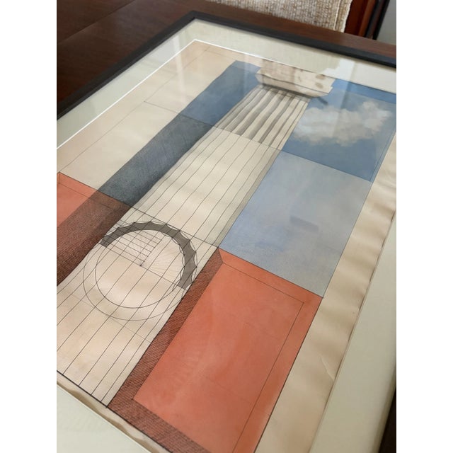 1970s 1970s Mid-Century Modern Set of Original Architectural Drawings Attributed Robert Nicolais 3 Framed For Sale - Image 5 of 11