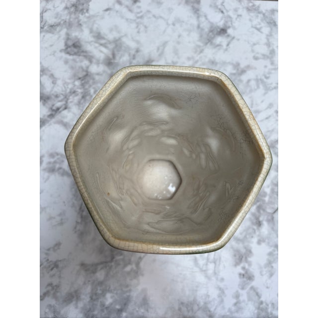 Vintage Crackle Glaze Textured Rose Patterned Vase For Sale - Image 11 of 13