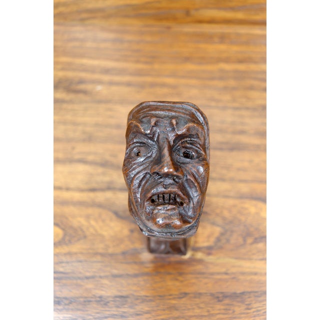 Brown Art Nouveau Gothic Wall Coat Rack with Sculpted Hooks, Early 20th Century For Sale - Image 8 of 18