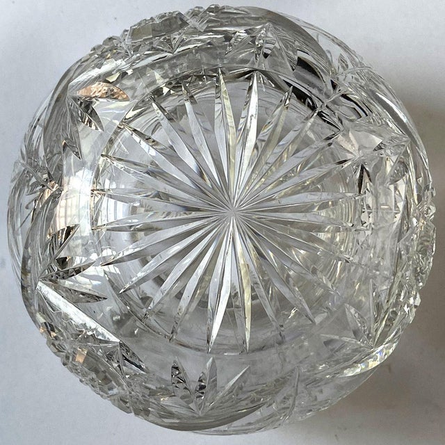 American American Brilliant Cut Glass Cornflower Covered Jar and Underplate For Sale - Image 3 of 10