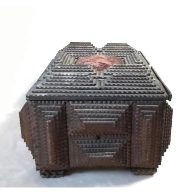 Various Artists Antique "Tramp Art" Box Late 1800s to Early 1900s For Sale - Image 4 of 12