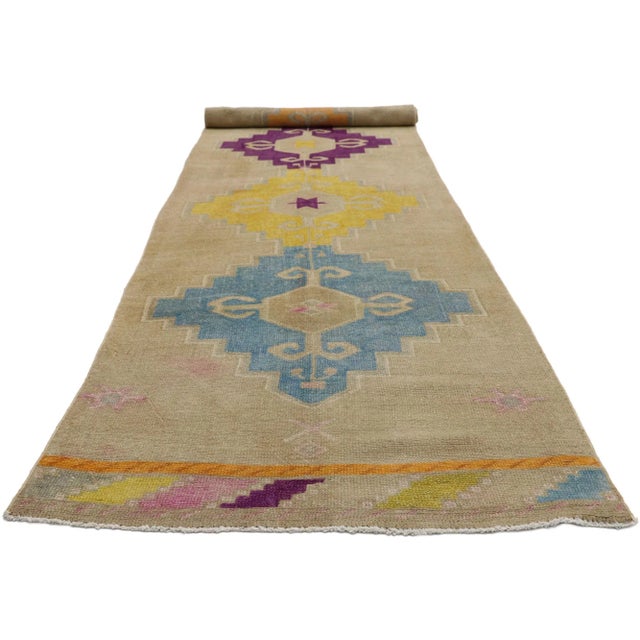 Vintage Turkish Oushak Hallway Rug Runner - 03'05 x 13'03 For Sale - Image 4 of 10