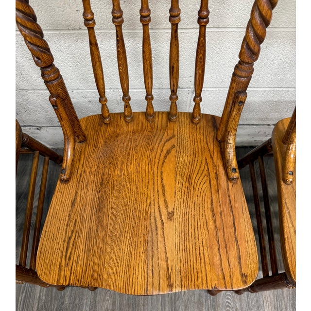Antique Oak Pressed Back Barley Twist Dining Chairs - Full Set of 4 For Sale - Image 4 of 10