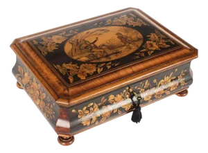 Antique Italian Sorrento Ware Box in Olive Wood