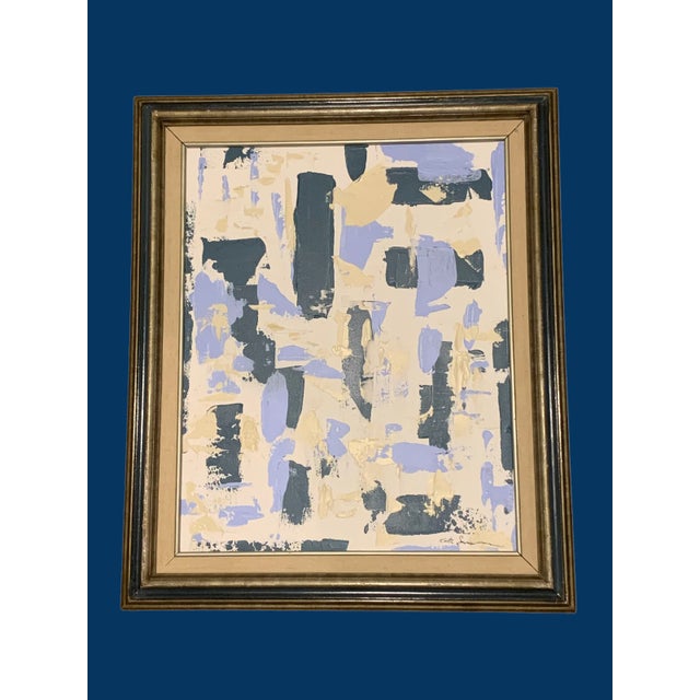 Modern mixed media painting, framed. Signed by Kate Sansom.