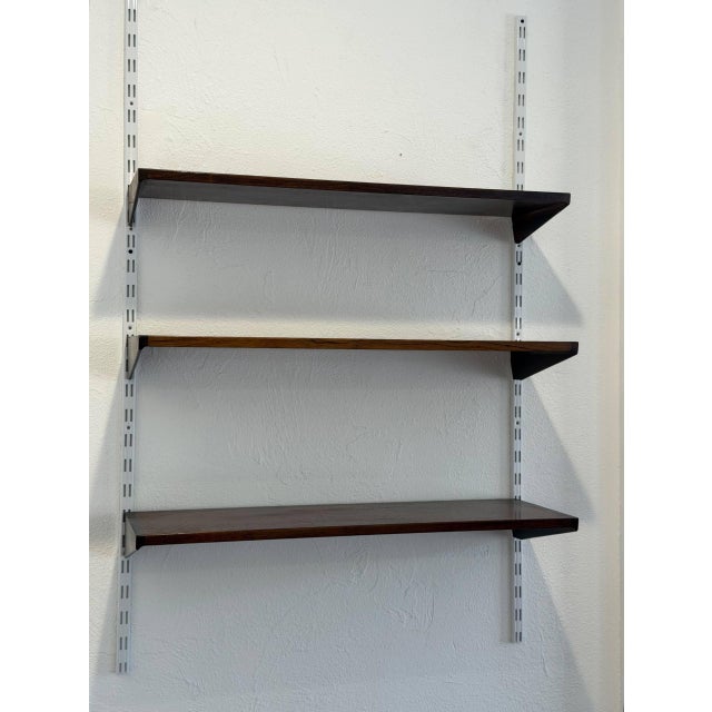 Wood Danish Rosewood Wall Unit Scandinavian Shelving System in Style of Kai Kristiansen Mid Century For Sale - Image 7 of 11