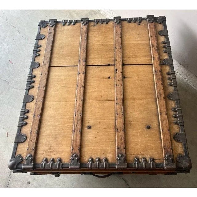 19thc Steamer Trunk / Coffee Table Trunk For Sale - Image 4 of 8