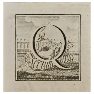 Luigi Vanvitelli, Letter of the Alphabet Q, Etching, 18th Century For Sale