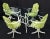 Neon Green Cast Aluminum Faux Bamboo Dining Table w/ 4 Matching Chairs Outdoors Green Vinyl For Sale - Image 8 of 13