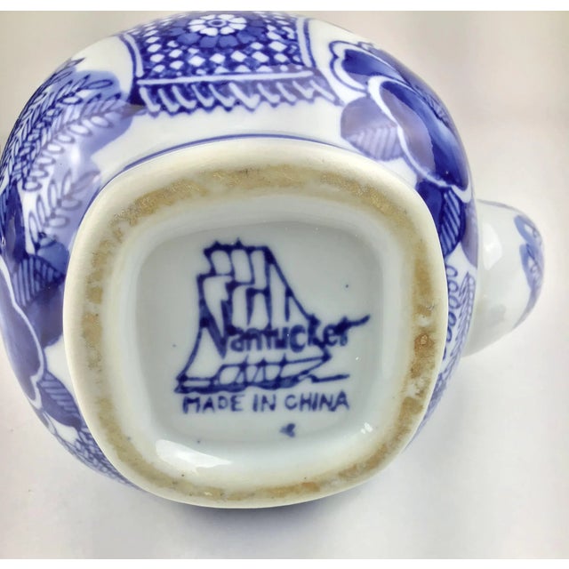 Boho Heavy Blue & White Vintage Chinese Tea Pot For Sale - Image 11 of 12