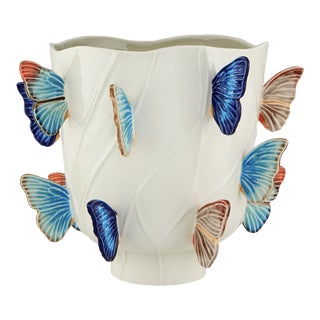 Bordallo Pinheiro Cloudy Butterflies Vase For Sale