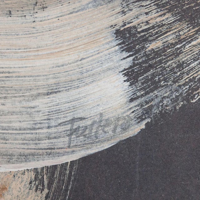 Elvira Fustero, Abstract Composition in Ochre and Plum, 1970s, Oil on Panel For Sale - Image 4 of 5