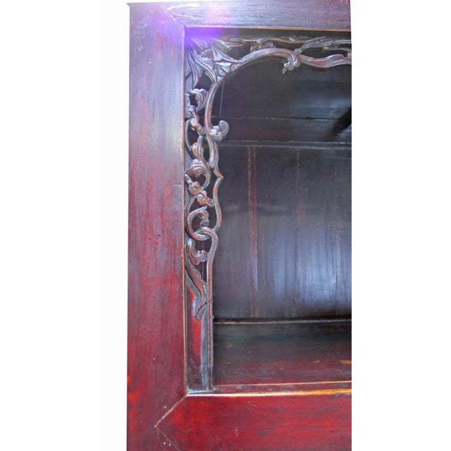 Pair Antique Open-Shelf Elm Display Cabinet For Sale - Image 13 of 17