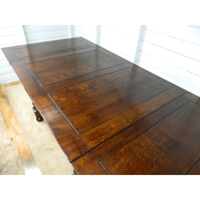 Large Oak Barley Twist Draw Leaf Table For Sale - Image 4 of 14