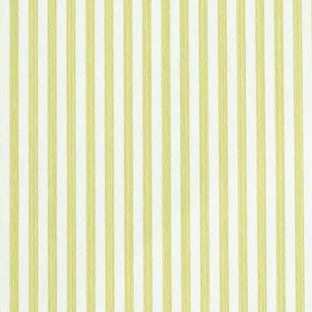 Schumacher Edwin Stripe Narrow Wallpaper in Citron For Sale