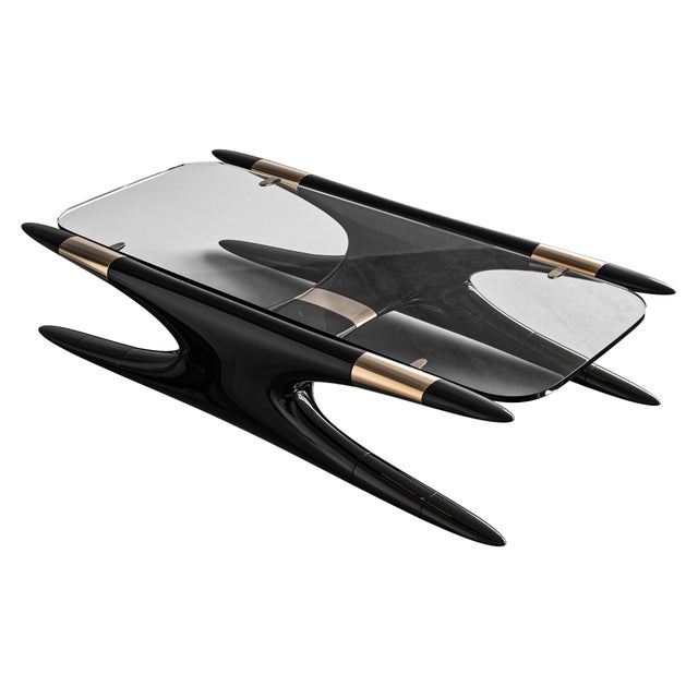 "Scintilla" Coffee Table With Stainless Steel and Bronze, Handmade For Sale In Los Angeles - Image 6 of 8
