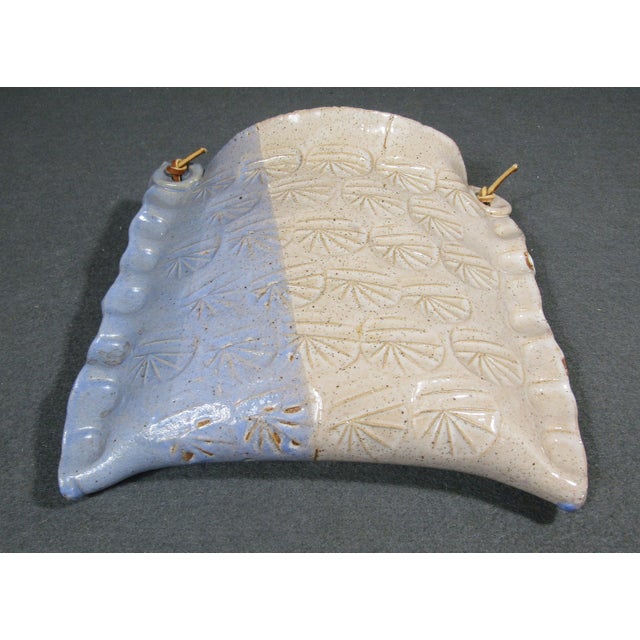 1990s 1990s Signed Handmade Studio Pottery Wall Pocket With Leather Strap For Sale - Image 5 of 8