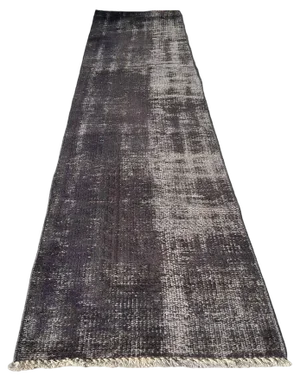 Turkish Wool Narrow Runner Rug in Over-Dyed Black, 1970s