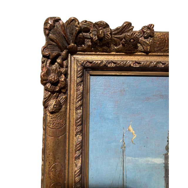 View of Venice with the Island of San Giorgio Maggiore and the Basilica, Oil on Canvas, 19th Century, Framed For Sale - Image 3 of 16
