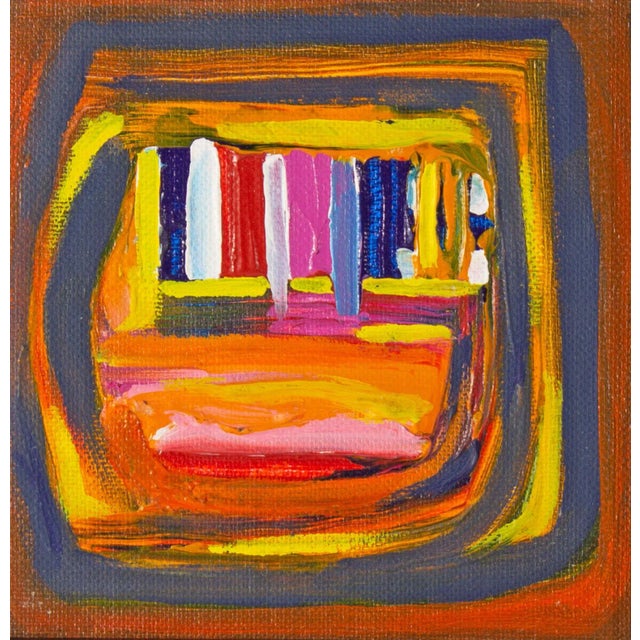 An acrylic on board painting by the American artist Vern Rader (1924-2017). Titled "Silence," this colorful abstract work...