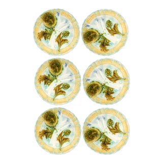 French Artichoke and Asparagus Plates, Set of 6 For Sale