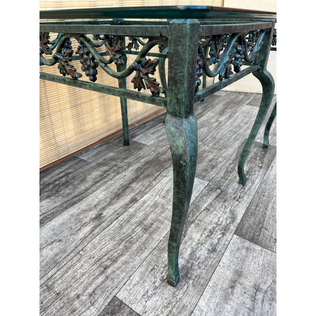 Green A Pair of Late 20th Century Cast Iron Glass Top Side Tables. For Sale - Image 8 of 18