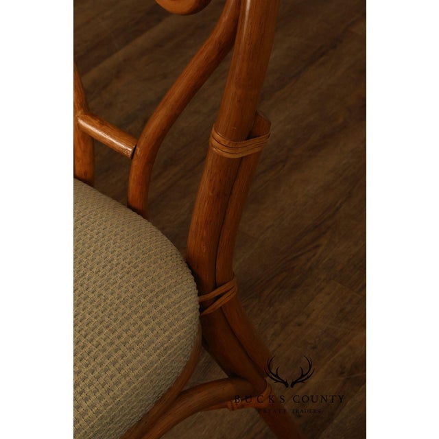 Coastal Style Pair Of Rattan Dining Chairs With Upholstered Seats For Sale In Philadelphia - Image 6 of 18