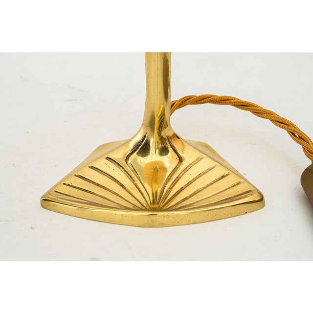 Art Deco Brass Table Lamp with Fabric Shade, 1920s For Sale - Image 4 of 18