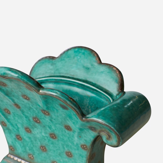 Ceramic Green Argento Vase by Wilhelm Kåge for Gustavsberg For Sale - Image 7 of 10