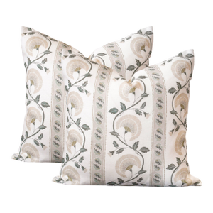 A Pair of Lauren Servati Textiles, Mirabelle // Flax Pillows, 20"x20"