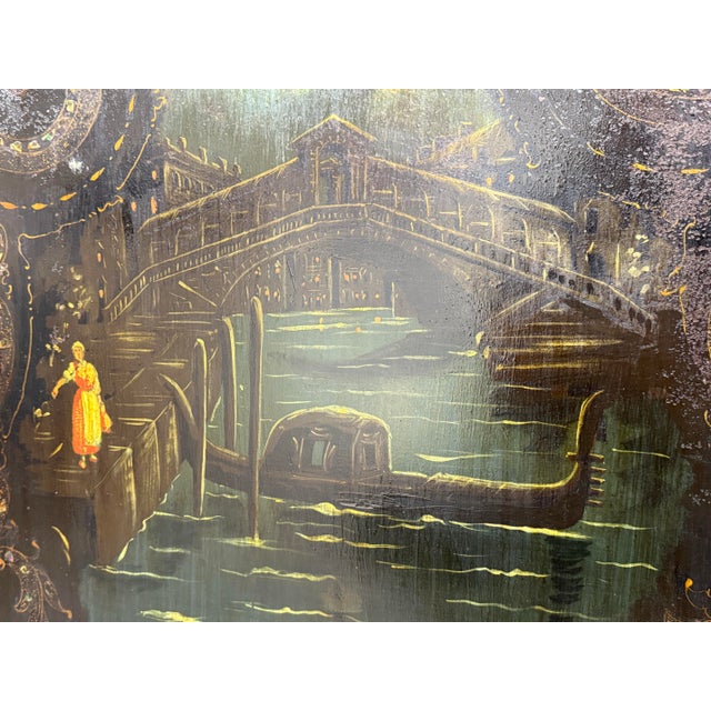 Metal 19th Century Head Board With Hand Painted Boat Scene For Sale - Image 7 of 12