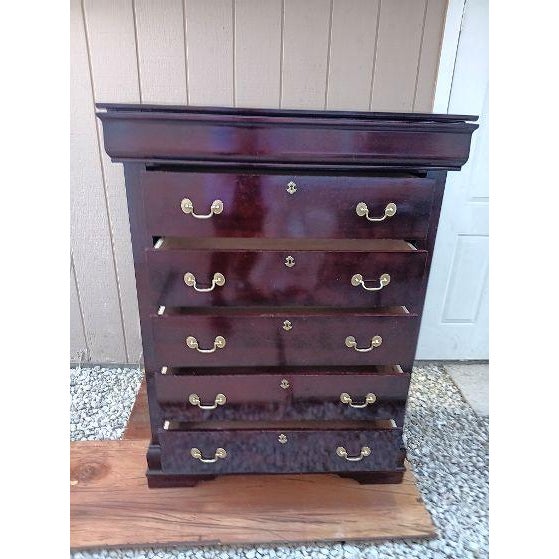 Traditional Vintage Wood Chest 6 Drawer Dark Tone the Villa Collection For Sale - Image 3 of 7