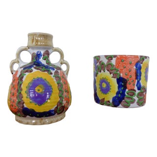 Vase and Planter in Ceramic from Marei, 1970s, Set of 2 For Sale